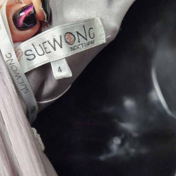 SUE WONG Women's 4 Gray Strapless NWOT Beaded Sequined Cocktail Formal Dress - Picture 7 of 14